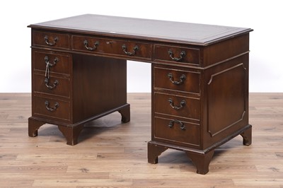 Lot 65 - A Georgian style mahogany pedestal desk