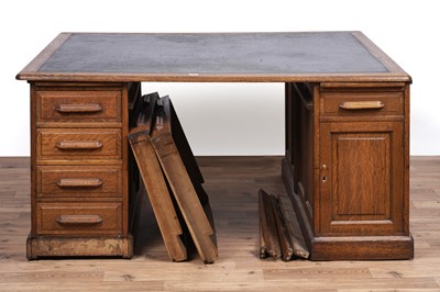 Lot 52 - A early 20th Century oak partners desk