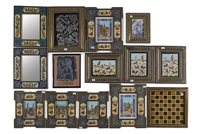 Lot 362 - A contemporary silvered copper plaque; a selection of frames; and other items