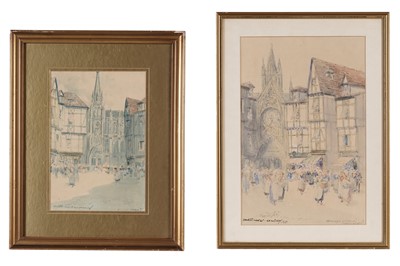 Lot 81 - Victor Noble Rainbird - Caen & Lisieux, Normandy | watercolours