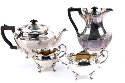 Lot 274 - A George V silver four-piece tea service