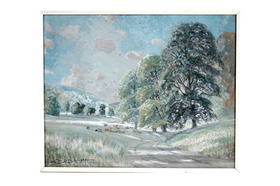 Lot 168 - Ivor Lloyd-Evans - Sheep Grazing in a Summer Idyl | pastel