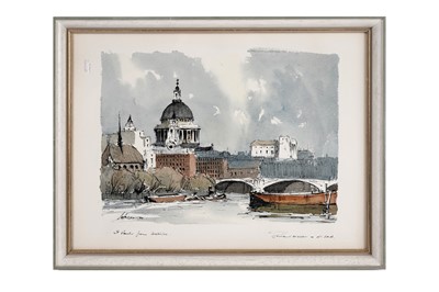 Lot 157 - Edward Wesson - St Paul's from Waterloo | watercolour