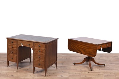 Lot 102 - A kneehole desk; and a Pembroke table