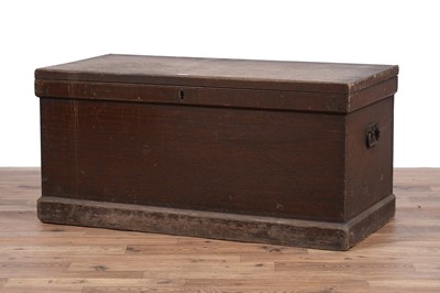 Lot 122 - A vintage stained pine two handled blanket box