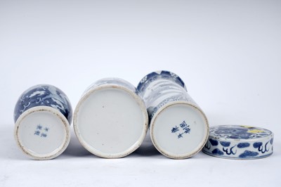 Lot 323 - A Chinese blue and white sleeve vase; and other items