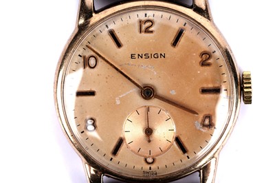 Lot 34 - An Ensign gentleman's 9ct yellow gold cased manual wind wristwatch