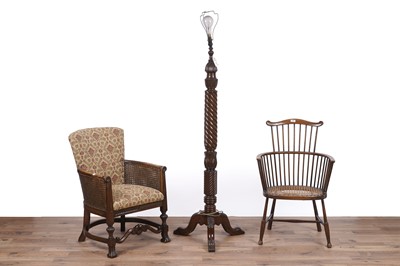 Lot 131 - Two chairs; and a mahogany standard lamp