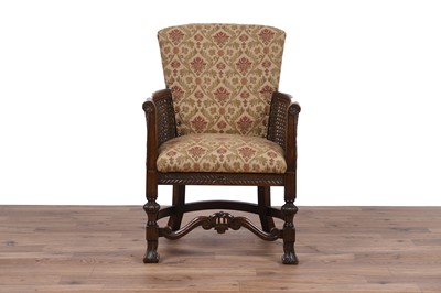 Lot 131 - Two chairs; and a mahogany standard lamp