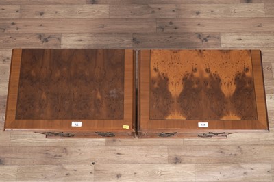Lot 135 - A pair of Georgian style yew veneered bedside chests