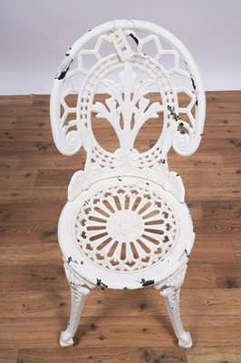 Lot 158 - A set of four Victorian style garden bistro cast metal chairs and two tables