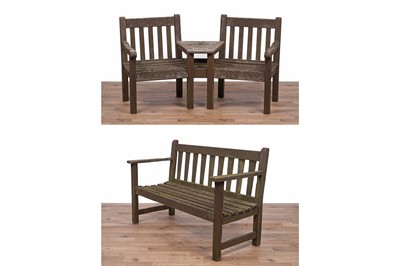 Lot 164 - Two teak garden benches