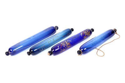 Lot 482 - Four Victorian blue glass rolling pins