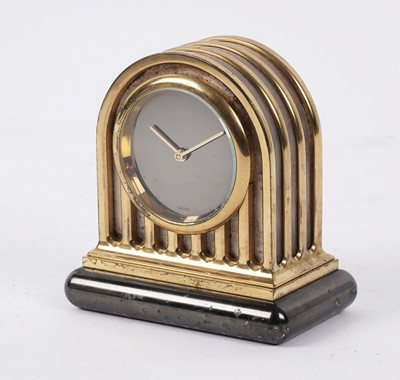 Lot 228 - A Bulgari 'Duomo' brass cased miniature clock
