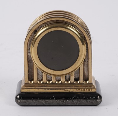 Lot 228 - A Bulgari 'Duomo' brass cased miniature clock