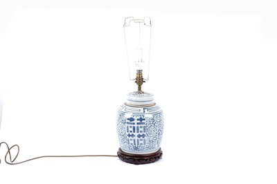 Lot 261 - An East Asian table lamp in the form of a ginger jar