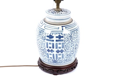 Lot 261 - An East Asian table lamp in the form of a ginger jar