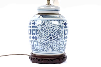 Lot 261 - An East Asian table lamp in the form of a ginger jar
