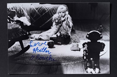 Lot 743 - A Heather O'Rourke autographed German official black and white photograph for Poltergeist II