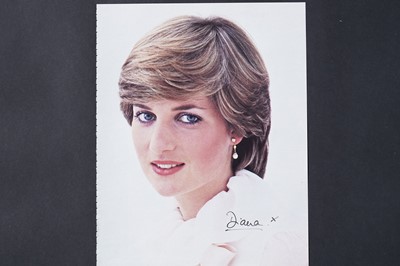 Lot 747 - A Diana Frances Spencer, Princess of Wales autographed photograph from a page of a German magazine