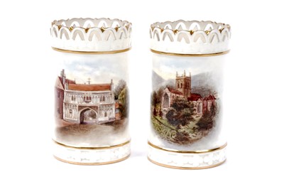 Lot 417 - A pair of Royal Worcester Malvern spill vases