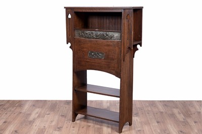 Lot 5 - After Liberty: an early 20th Century oak Arts and Crafts bureau