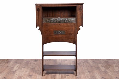Lot 5 - After Liberty: an early 20th Century oak Arts and Crafts bureau