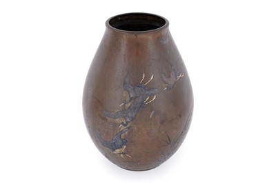 Lot 878 - A Japanese inlaid bronze vase