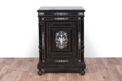 Lot 43 - A mid-19th Century Italian ebonised and ivory inlaid side cabinet