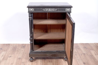 Lot 43 - A mid-19th Century Italian ebonised and ivory inlaid side cabinet
