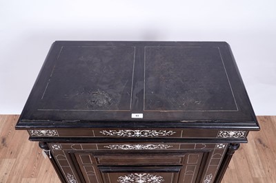 Lot 43 - A mid-19th Century Italian ebonised and ivory inlaid side cabinet