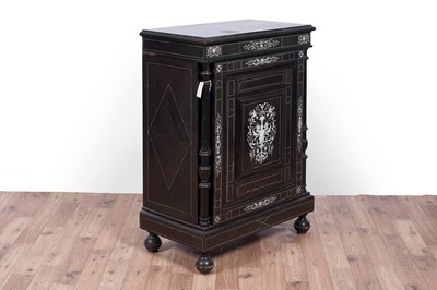 Lot 43 - A mid-19th Century Italian ebonised and ivory inlaid side cabinet