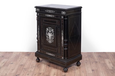 Lot 43 - A mid-19th Century Italian ebonised and ivory inlaid side cabinet