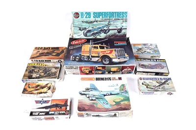 Lot 197 - A collection of model kits: Airfix, Matchbox, Italeri and others