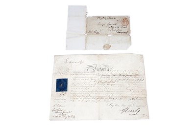 Lot 243 - ﻿﻿A 19th Century military document signed by Queen Victoria and Baron Glenelg