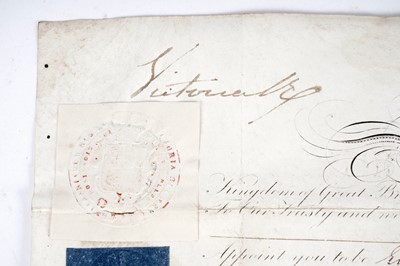 Lot 243 - ﻿﻿A 19th Century military document signed by Queen Victoria and Baron Glenelg