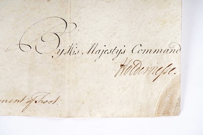 Lot 342 - ﻿An 18th Century military document signed by King George II