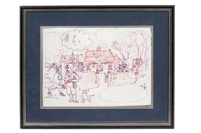 Lot 840 - Antoni Sulek - Village Scene | pen and ink