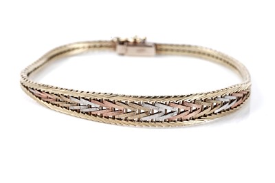 Lot 172 - A 9ct tri-colour gold bracelet