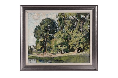 Lot 227 - Manner of Louis Valtat - Summer by the river with trees | oil