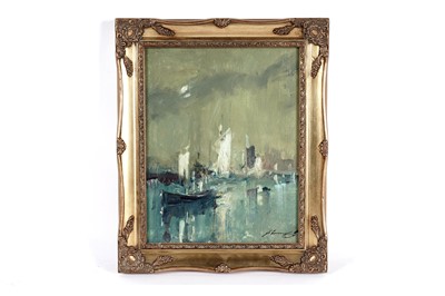 Lot 219 - Ken Moroney - Sailing Boats at Night | oil