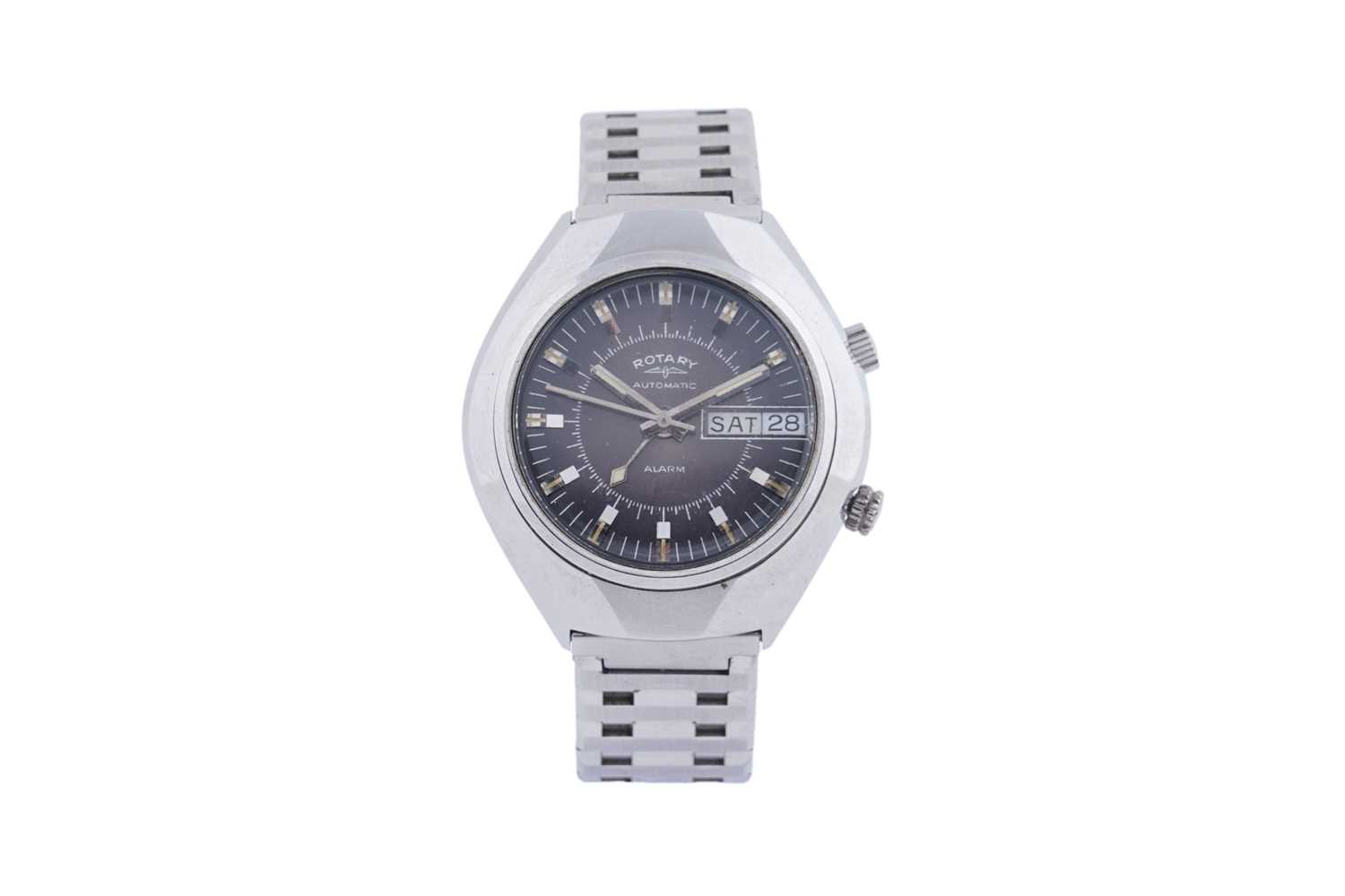 Lot 498 - Rotary Alarm: a stainless steel cased automatic wristwatch