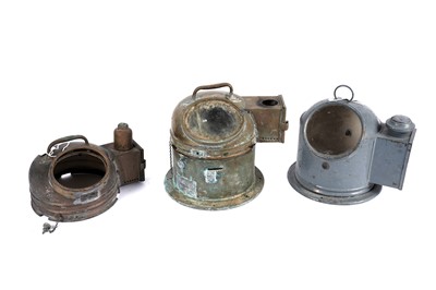 Lot 415 - A brass ships binnacle and compass; and two part binnacles