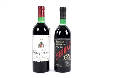 Lot 438 - A bottle of Gatson Hochar Chateau Musar 1964; and Baileys of Glenrowan Shiraz