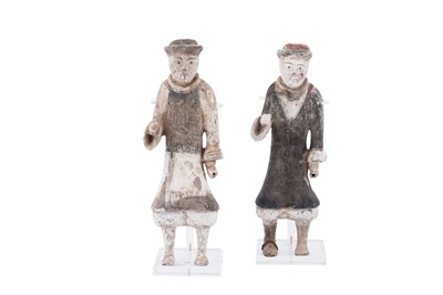 Lot 827 - Two Han Dynasty terracotta soldiers and stands