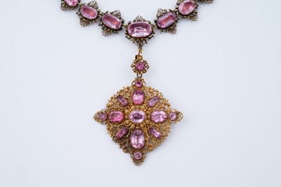 Lot 47 - A 19th Century pink topaz pendant necklace