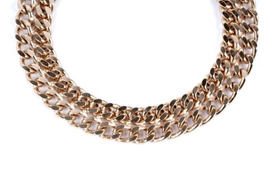 Lot 55 - A 9ct yellow gold double curb link chain bracelet