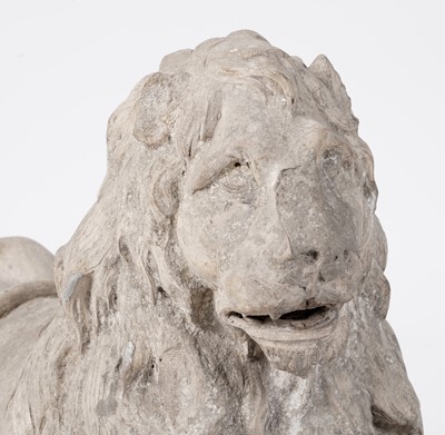 Lot 1260 - A Coade stone garden sculpture of a recumbent lion