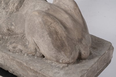 Lot 1260 - A Coade stone garden sculpture of a recumbent lion