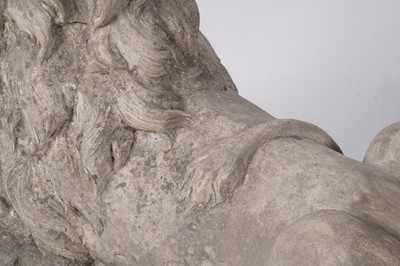 Lot 1260 - A Coade stone garden sculpture of a recumbent lion